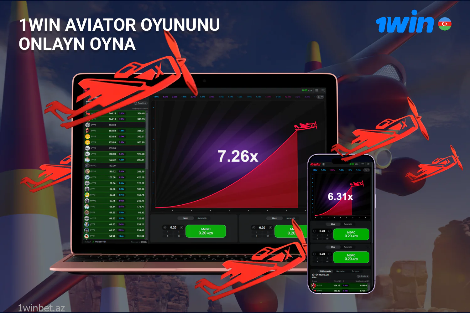 Azərbaycanda maraqlı onlayn 1win Aviator oyunu saytda və tətbiqdə mövcuddur