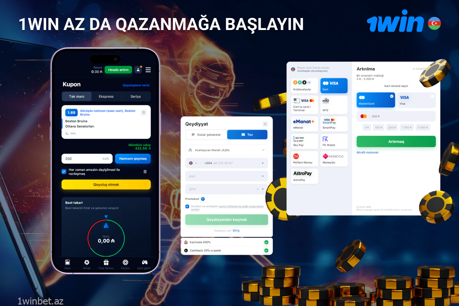 Azərbaycanlı 1win oyunçuları bir neçə sadə addımı izləməklə mərc oynamağa başlaya bilərlər