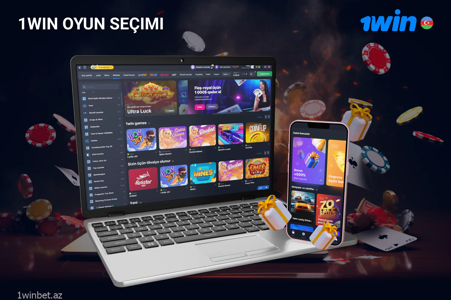 1win veb sayt və proqramda slotlar maşınları, binqo, poker, həmçinin stolüstü və crash oyunlar kimi müxtəlif kateqoriyalar var