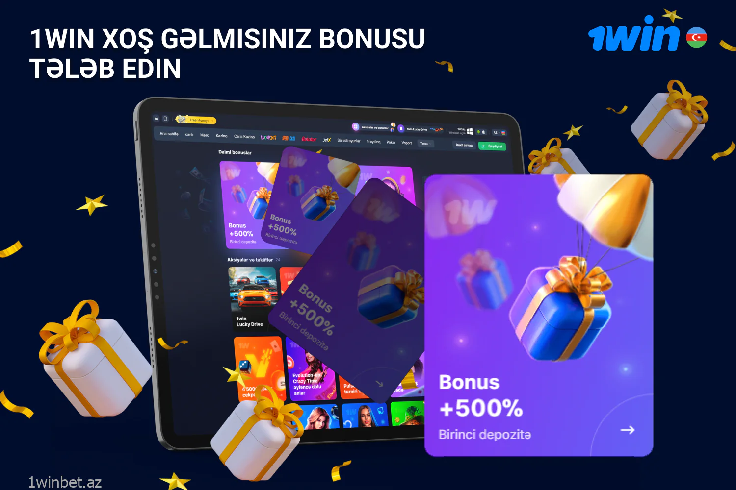 Azərbaycanlı oyunçular ilk depozit bonusundan idman mərcləri yerləşdirmək və ya 1win onlayn kazinoda oynamaq üçün istifadə edə bilərlər